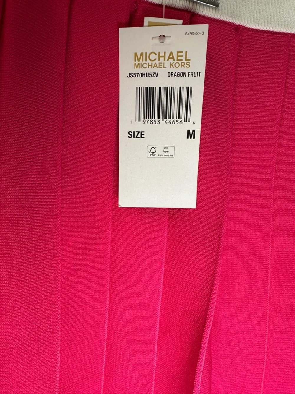 Michael Kors Dragon Fruit Pink Stretch Knit Pleated Mini Skirt - NWT - Picture 5 of 6